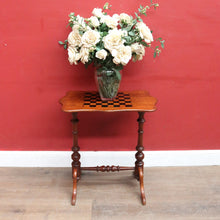 Load image into Gallery viewer, English Pine Chess Table with Hand-Painted Chessboard Top and Turned Legs. B13044
