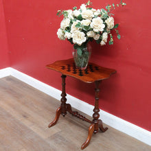 Load image into Gallery viewer, English Pine Chess Table with Hand-Painted Chessboard Top and Turned Legs. B13044
