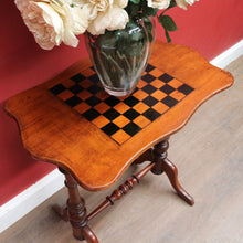 Load image into Gallery viewer, English Pine Chess Table with Hand-Painted Chessboard Top and Turned Legs. B13044
