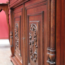 Load image into Gallery viewer, x SOLD Antique French Walnut and Marble Top Hall Cabinet with Carved Doors and Columns. B12619
