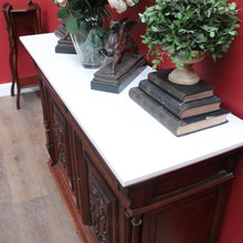 Load image into Gallery viewer, x SOLD Antique French Walnut and Marble Top Hall Cabinet with Carved Doors and Columns. B12619

