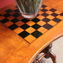 Load image into Gallery viewer, English Pine Chess Table with Hand-Painted Chessboard Top and Turned Legs. B13044
