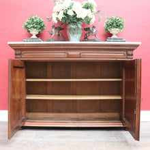 Load image into Gallery viewer, x SOLD Antique French Walnut and Marble Top Hall Cabinet with Carved Doors and Columns. B12619
