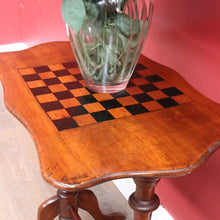 Load image into Gallery viewer, English Pine Chess Table with Hand-Painted Chessboard Top and Turned Legs. B13044
