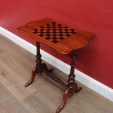 Load image into Gallery viewer, English Pine Chess Table with Hand-Painted Chessboard Top and Turned Legs. B13044
