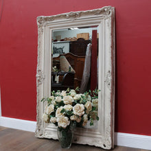 Load image into Gallery viewer, Vintage French Provincial Style Bevelled Wall Mirror in Antique Ivory Finish. B13046
