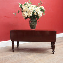 Load image into Gallery viewer, English Mahogany Coffee Table with Drop Sides, Drawer and Turned Legs. B12652
