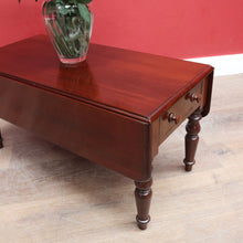 Load image into Gallery viewer, English Mahogany Coffee Table with Drop Sides, Drawer and Turned Legs. B12652
