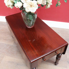 Load image into Gallery viewer, English Mahogany Coffee Table with Drop Sides, Drawer and Turned Legs. B12652
