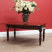 Load image into Gallery viewer, English Mahogany Coffee Table with Drop Sides, Drawer and Turned Legs. B12652
