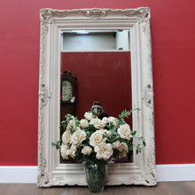 Load image into Gallery viewer, Vintage French Provincial Style Bevelled Wall Mirror in Antique Ivory Finish. B13046

