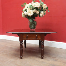 Load image into Gallery viewer, English Mahogany Coffee Table with Drop Sides, Drawer and Turned Legs. B12652
