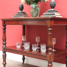 Load image into Gallery viewer, Antique English Mahogany Servery or Dumb Waiter with Turned Legs and Castors. B12651

