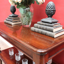 Load image into Gallery viewer, Antique English Mahogany Servery or Dumb Waiter with Turned Legs and Castors. B12651
