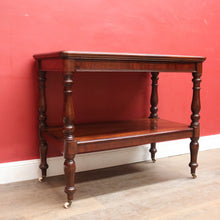 Load image into Gallery viewer, Antique English Mahogany Servery or Dumb Waiter with Turned Legs and Castors. B12651

