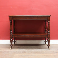 Load image into Gallery viewer, Antique English Mahogany Servery or Dumb Waiter with Turned Legs and Castors. B12651
