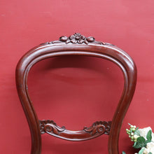Load image into Gallery viewer, Pair of Australian Cedar Hall Chairs with Carved Floral Detail and Green Seats. B12649
