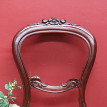 Load image into Gallery viewer, Pair of Australian Cedar Hall Chairs with Carved Floral Detail and Green Seats. B12649
