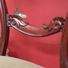 Load image into Gallery viewer, Pair of Australian Cedar Hall Chairs with Carved Floral Detail and Green Seats. B12649
