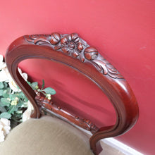 Load image into Gallery viewer, Pair of Australian Cedar Hall Chairs with Carved Floral Detail and Green Seats. B12649
