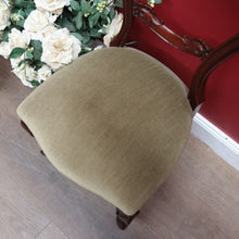 Load image into Gallery viewer, Pair of Australian Cedar Hall Chairs with Carved Floral Detail and Green Seats. B12649
