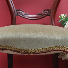 Load image into Gallery viewer, Pair of Australian Cedar Hall Chairs with Carved Floral Detail and Green Seats. B12649
