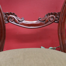 Load image into Gallery viewer, Pair of Australian Cedar Hall Chairs with Carved Floral Detail and Green Seats. B12649
