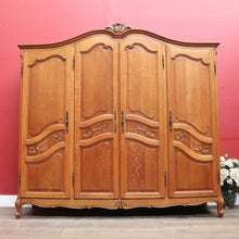 Load image into Gallery viewer, Antique French Oak Four Door Armoire Wardrobe Circa 1910 with Three Keys. B12821
