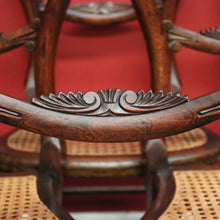 Load image into Gallery viewer, x SOLD 6 English Beech and Cane Chairs, Antique Dining or Kitchen Chairs Cane Seats. B10403
