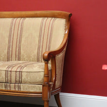 Load image into Gallery viewer, x SOLD Vintage French Settee, 2 Seat Sofa, Lounge, Vintage Hall Chair Gold and Burgundy. B10443
