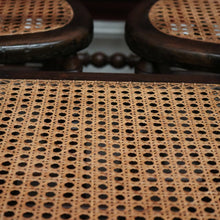 Load image into Gallery viewer, x SOLD 6 English Beech and Cane Chairs, Antique Dining or Kitchen Chairs Cane Seats. B10403
