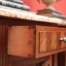 Load image into Gallery viewer, x SOLD Antique French Bedside Tables, Mahogany and Marble Lamp or Side Tables True Pair B11137
