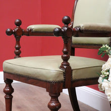 Load image into Gallery viewer, x SOLD Antique English Office Chair. Oak and Leather Hall Chair Armchair, Bedroom Chair B10673
