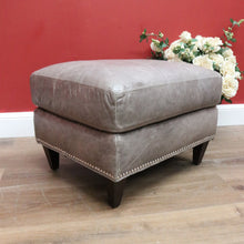 Load image into Gallery viewer, x SOLD Coco Republic Grey Leather Ottoman, Footstool, Ford Studded Ottoman Mont Wolf B11005

