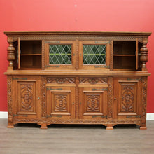 Load image into Gallery viewer, x SOLD Antique French Sideboard, Oak and Lead Light 2 Height Sideboard Cabinet Cupboard. B9840
