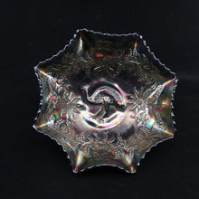Load image into Gallery viewer, x SOLD Carnival Glass EMU, Black Amethyst Emu Bowl Australian Crown Crystal Master Bowl B11094
