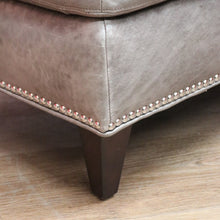 Load image into Gallery viewer, x SOLD Coco Republic Grey Leather Ottoman, Footstool, Ford Studded Ottoman Mont Wolf B11005
