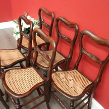 Load image into Gallery viewer, x SOLD 6 English Beech and Cane Chairs, Antique Dining or Kitchen Chairs Cane Seats. B10403
