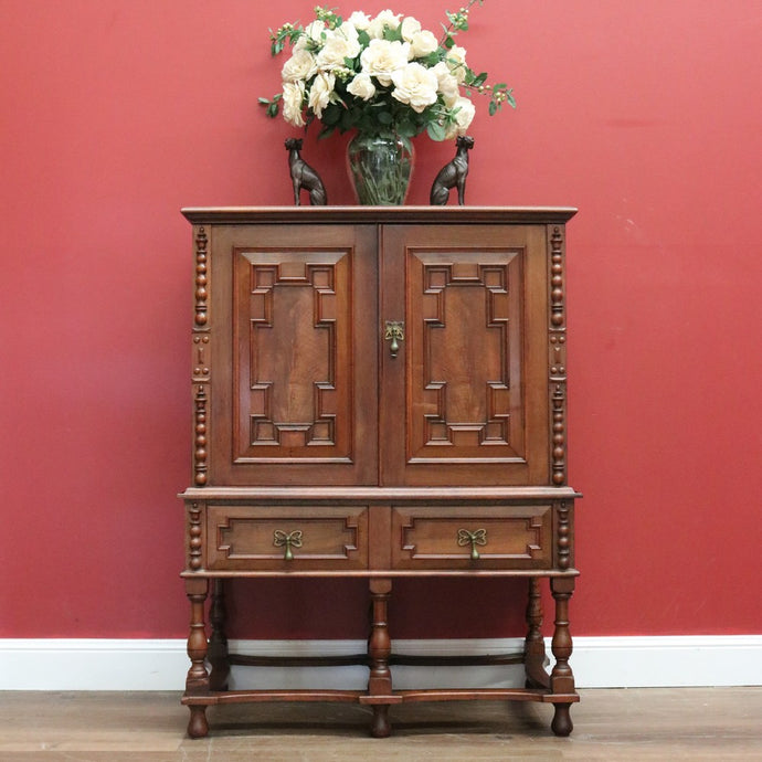 Antique French Walnut Hall Cabinet, French Drinks Cupboard, Storage Cabinet, Key B10978