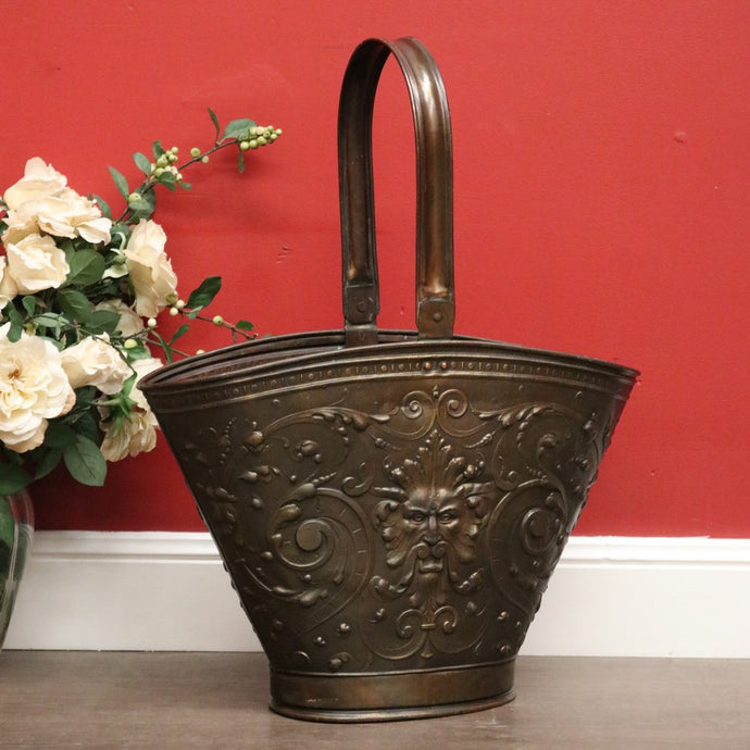 Antique Belgian Umbrella Holder Stand, Pressed Brass Plant Holder Jardinière Pot