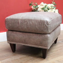 Load image into Gallery viewer, x SOLD Coco Republic Grey Leather Ottoman, Footstool, Ford Studded Ottoman Mont Wolf B11005
