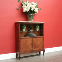Load image into Gallery viewer, x SOLD Antique French China Cabinet, Walnut Drinks Hall Cupboard Marble Top Bookcase. B10332

