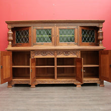 Load image into Gallery viewer, x SOLD Antique French Sideboard, Oak and Lead Light 2 Height Sideboard Cabinet Cupboard. B9840
