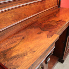 Load image into Gallery viewer, x SOLD Antique English Rosewood Sideboard Fretwork Backboard and Doors Twin Pedestals. B9851
