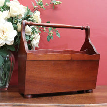 Load image into Gallery viewer, Australian Cedar Magazine Holder, 2 Section Book Holder with Turned Handle B10668
