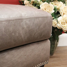 Load image into Gallery viewer, x SOLD Coco Republic Grey Leather Ottoman, Footstool, Ford Studded Ottoman Mont Wolf B11005
