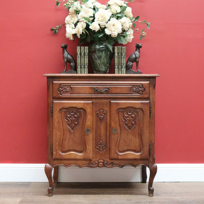 Vintage Antique French Hall Cabinet Sideboard, Entry Foyer Cupboard with Drawer B10632