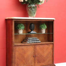 Load image into Gallery viewer, x SOLD Antique French China Cabinet, Walnut Drinks Hall Cupboard Marble Top Bookcase. B10332
