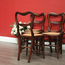 Load image into Gallery viewer, x SOLD 6 English Beech and Cane Chairs, Antique Dining or Kitchen Chairs Cane Seats. B10403
