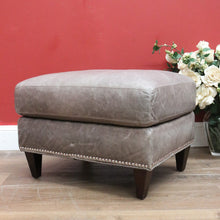 Load image into Gallery viewer, x SOLD Coco Republic Grey Leather Ottoman, Footstool, Ford Studded Ottoman Mont Wolf B11005
